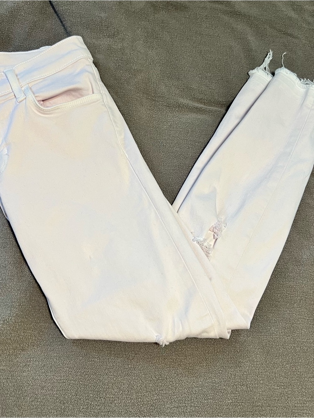 J Brand Pale Pink Cropped Distressed Raw Hem Jeans Size 25 - Picture 7 of 12
